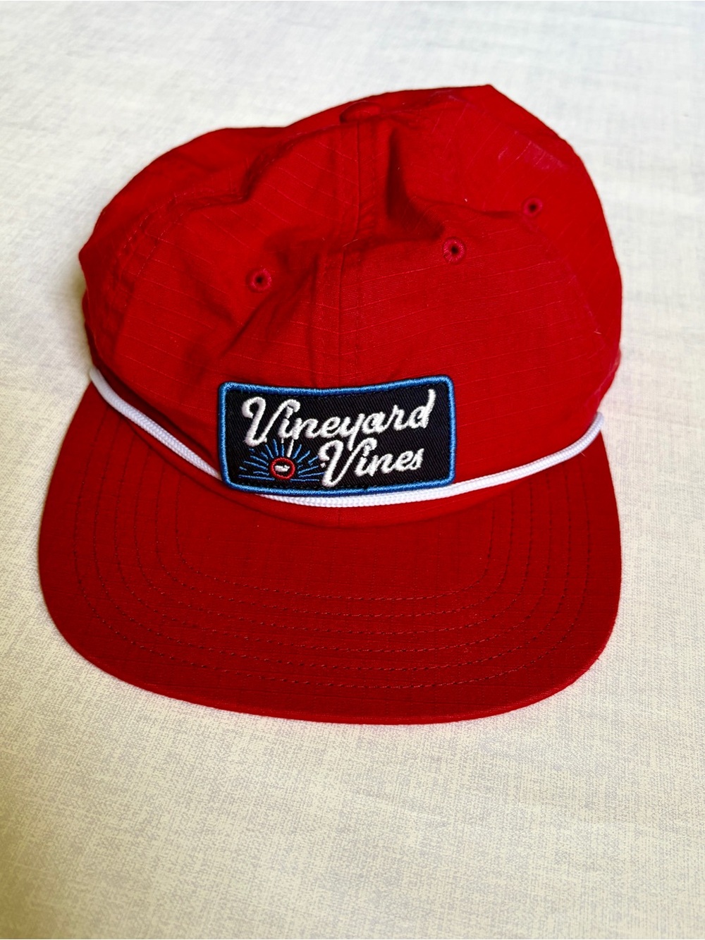 Vineyard Vines Kids Red Cap with White Rope Trim